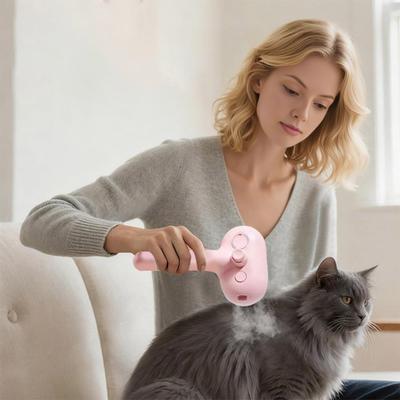 Brosse à vapeur pour chat pour le toilettage et la perte de poils Peigne autonettoyant pour animaux de compagnie avec pulvérisation de vapeur Outil 4 en 1 rechargeable pour enlever le sous-poil pour chiens chats poils longs courts