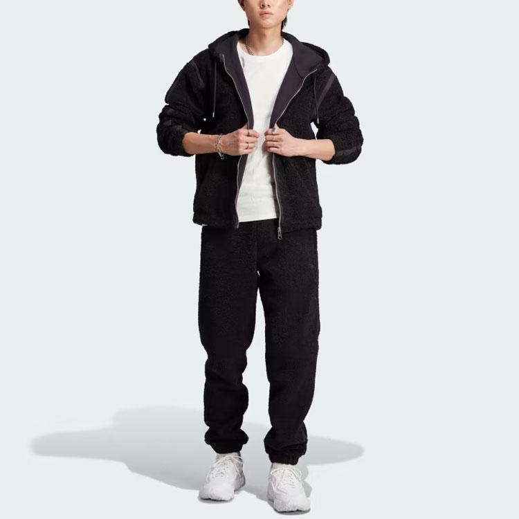 Adidas Originals Premium Essentials Fleece Jacket With Hood Long Sleeve Men Outerwear Black II5807