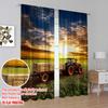 Set Of 2 Flat Printingfield Sunset Tractor Western Country Farm Scene Iving Room Bedroom College Dorm Office Curtain Polyester Ideal For