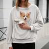 Double-Sided Fleece Crew Neck Sweater Pet Pocket Design Top Autumn And Winter Sweater Women'S Clothing