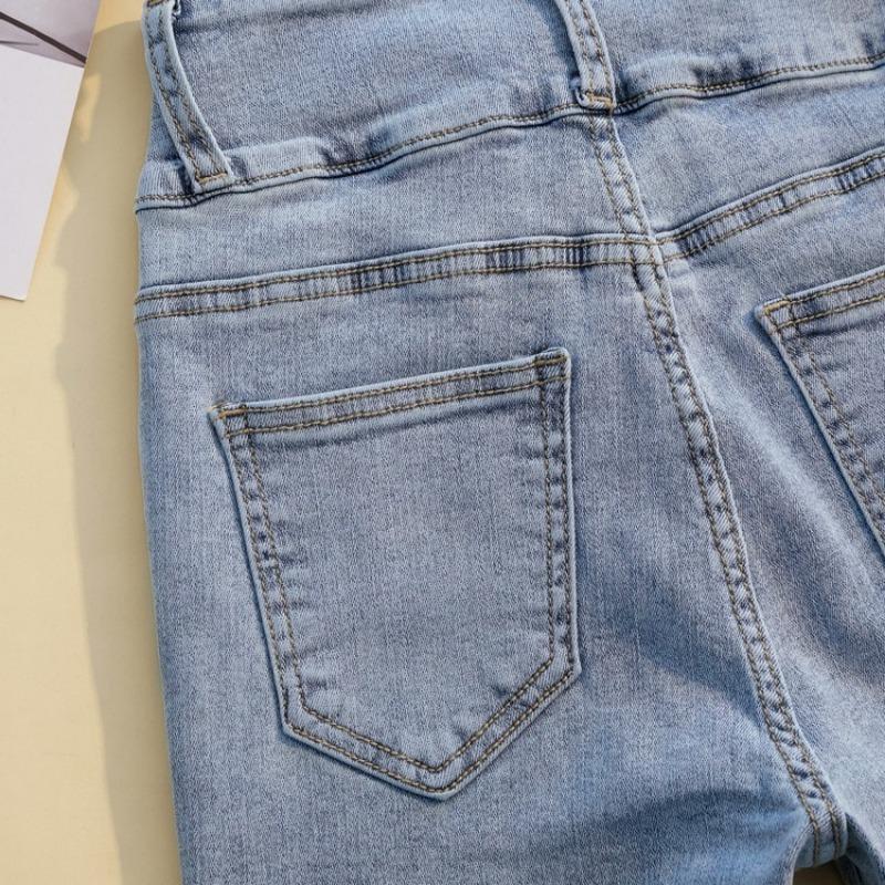 Stretch Jeans s dvojitým zapínáním na malé nohy Slim Slim Pencil Kalhoty