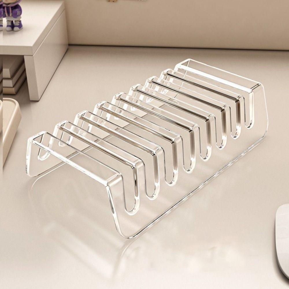 Multi-Slot Design CD Display Shelf Universal 6/8 Grids Acrylic Phone Stand Transparent Sturdy Tablet Bracket Display Stand