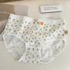 3pcs Cotton Women Flower Printe Panties Adolescent Mid Waist Underwear Girl Fashion Brief Breathable Panty Student Soft Lingerie
