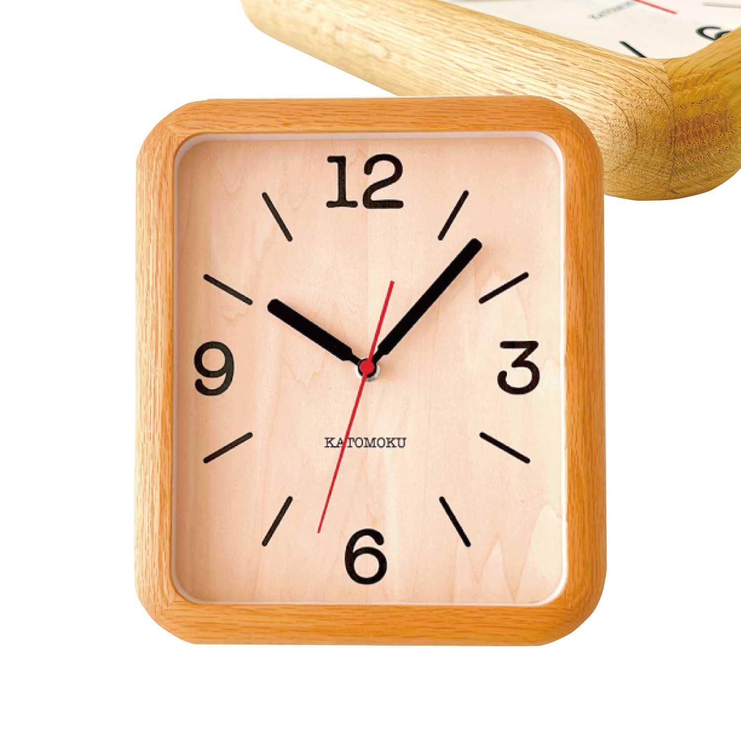

KATOMOKU Muku Clock 19 Oak Wall Clock with Continuous Second Hand, km-133OA, 280mm x 220mm (Quartz Clock)