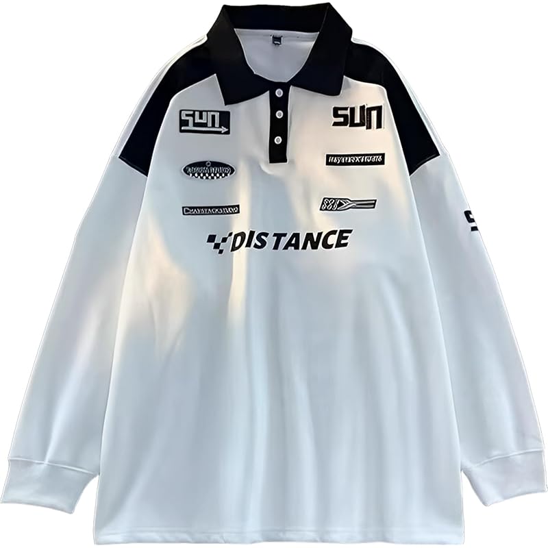 

[Doors] collared men s shirts polo shirt casual english logo Stylish Street style Easy big size tops white 5S-D01-WHXL
