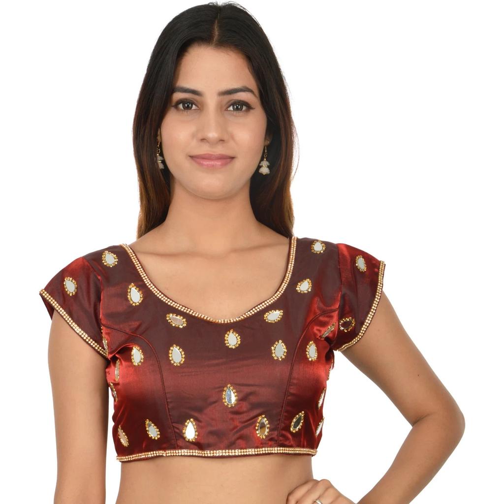 Women's Silk Blend Ethnic Blouse Indian Pakistani Wedding Party Wear Choli Dress