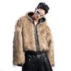 STREETRICH Pánské prošívané bundy Americký styl PU kůže Oboustranné Faux Fur Fleece Zesílené Jednobarevné Volné Pánské kabáty Trendy