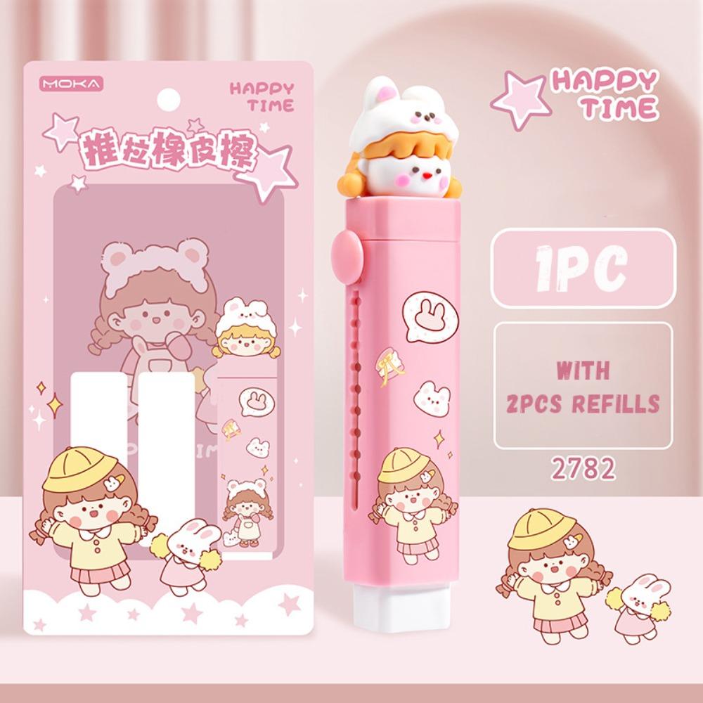 High Quality Push-pull Eraser Without Leaving Marks No Debris Pencil Erasers Cartoon Capybara Rubber Eraser Back To School Gift