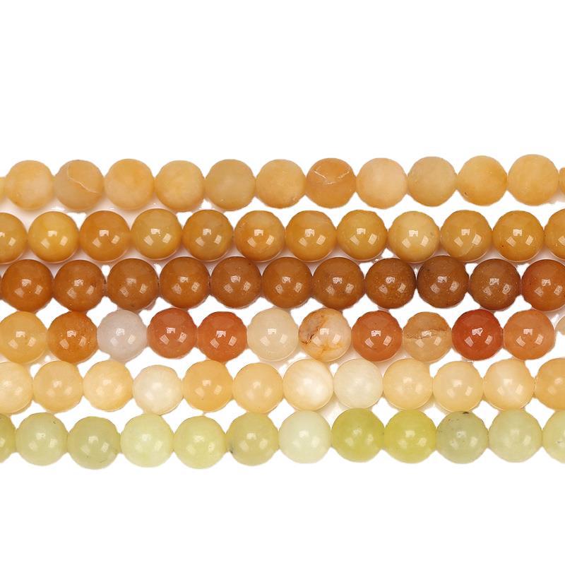 Yellow Chalcedony Round Jade Beads - Loose Semi-finished DIY Jewelry Accessories