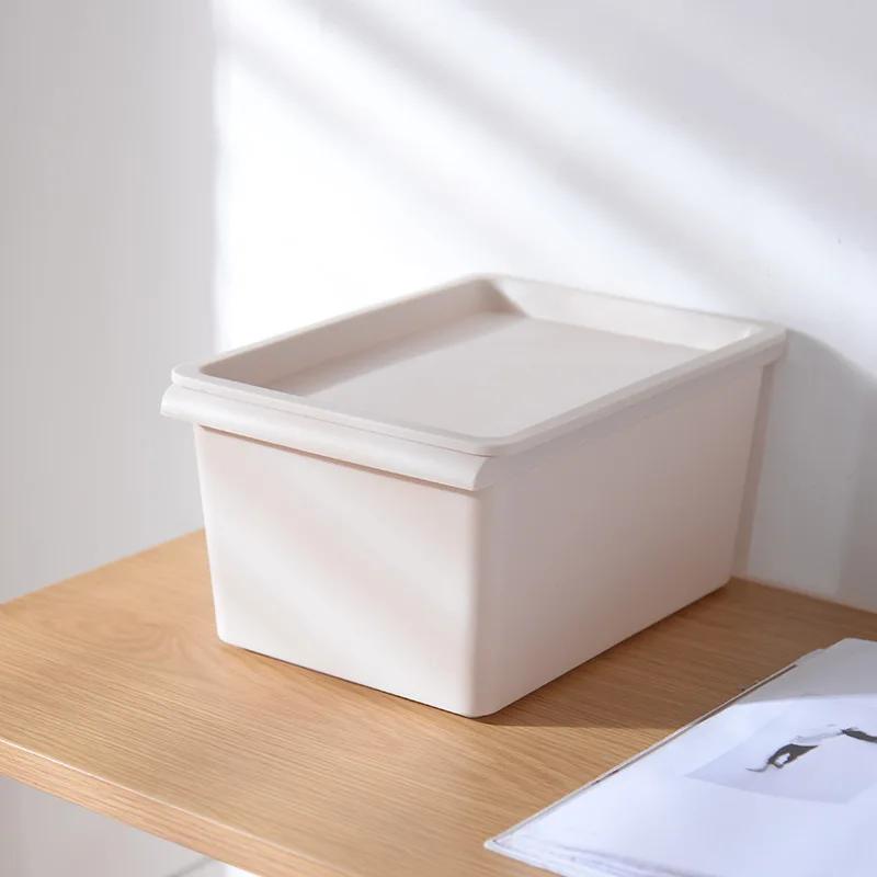 Desktop Plastic Storage Box with Lid Home Makeup Clothes Underwear Sundries Toy Cosmetics Storage Basket Kitchen Food Organizer