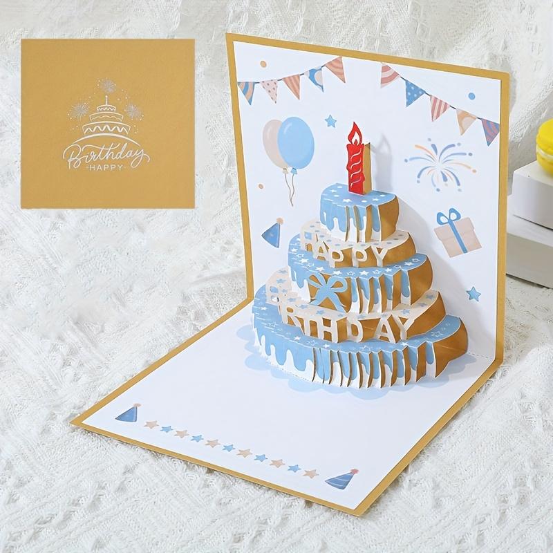 1 ks Pohlednice k narozeninám 3D design dortu s barevným a roztomilým pop-up stylem, ideální pro dárky a obsahuje obálku.