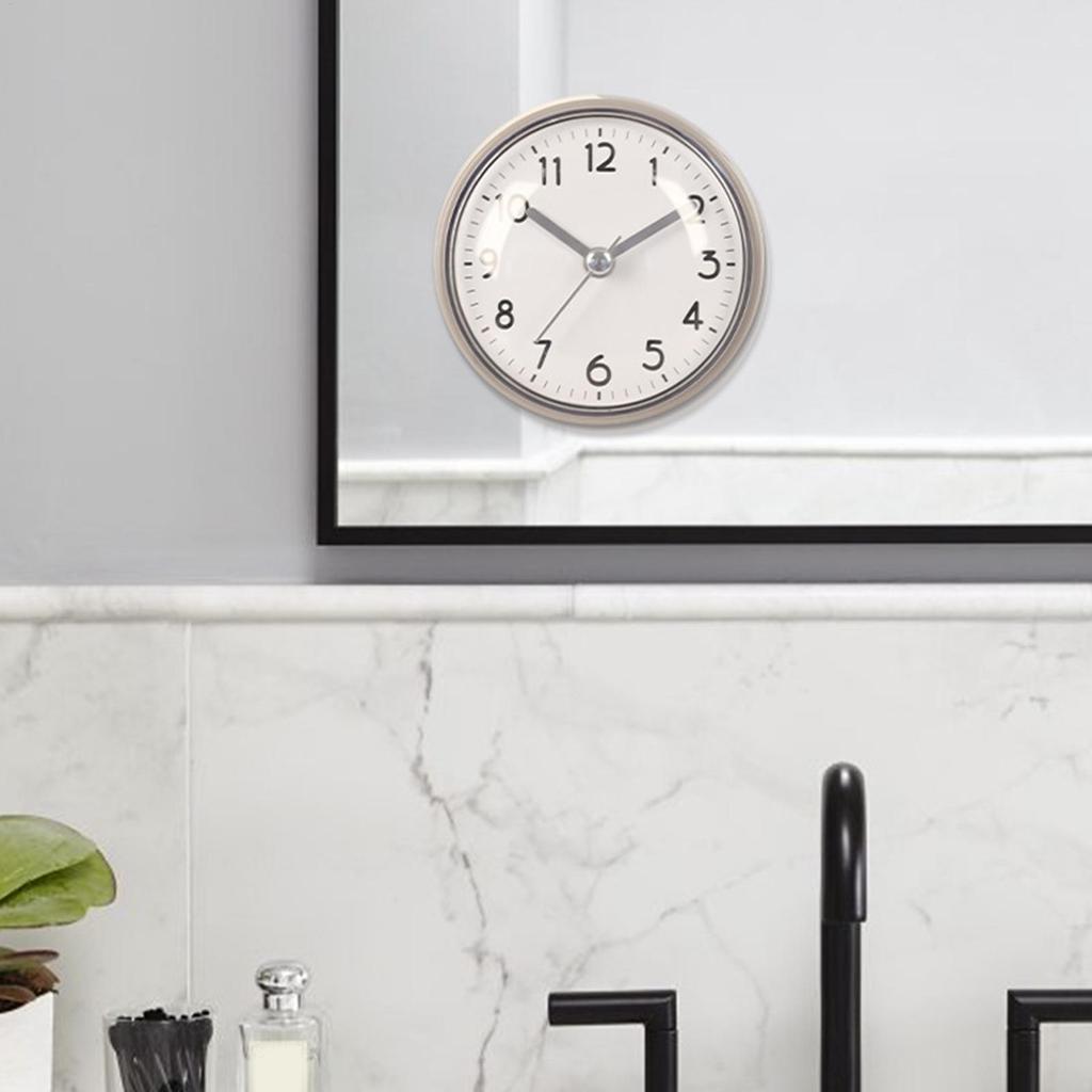 Bathroom Clock Waterproof Suction Cup Waterproof Battery Operated Alarm 3 Inches Small Clock for Bathroom for Home Office Living