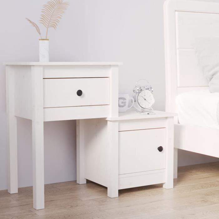 VidaXL Table de chevet Blanc 79,5x38x65,5 cm Bois de pin massif 814541