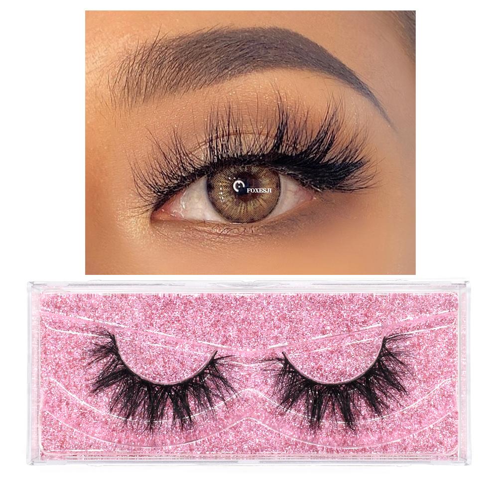 FOXESJI 3D Mink False Eyelashes Fluffy High Volume Eye Lashes Natural Wispy Full Strip Mink Eyelash Extension Bulk Lash Makeup