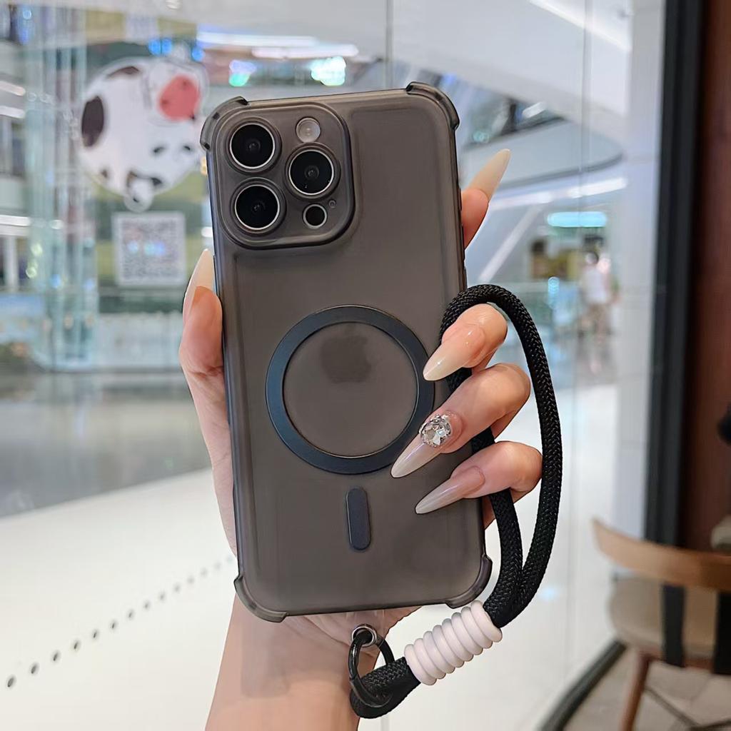 Magnetic Wrist Strap Candy Phone Case For Xiaomi 17 Pro Max 12T 13T Pro 12S 12X 13 14 15 Pro Ultra Lanyard Shockproof Soft Cover