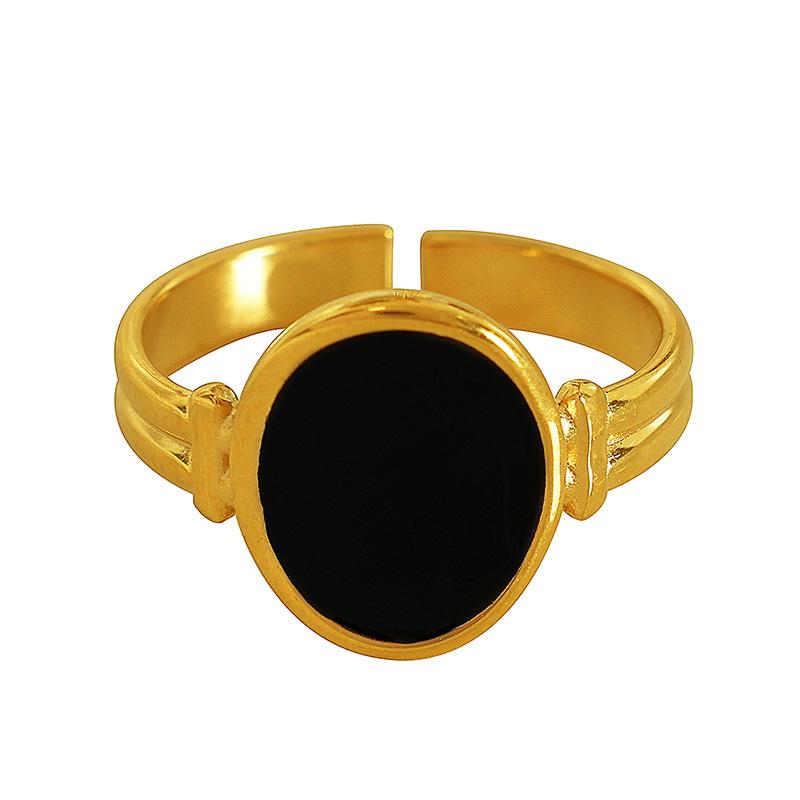 ins titanium steel ring black dripping oil simple versatile open ring niche versatile exquisite