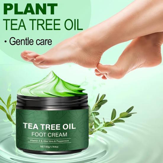 Foot Cream with Tea Tree Oil Fast Absorbing Non-Greasy Foot Moisturizer for Dry Rough Heels And Feet Soften Calluses Hydrate And Renew Daily Foot Care