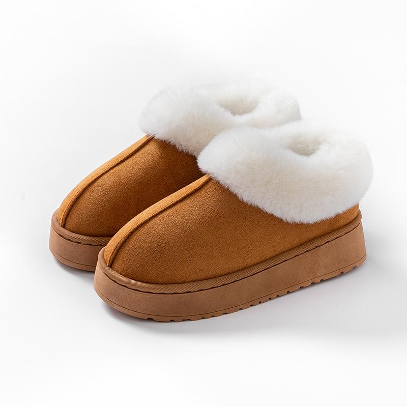 Bag heel cotton slippers, women's thick-soled velvet thickened winter cold-proof and warm cotton shoes, simple and versatile snow boots