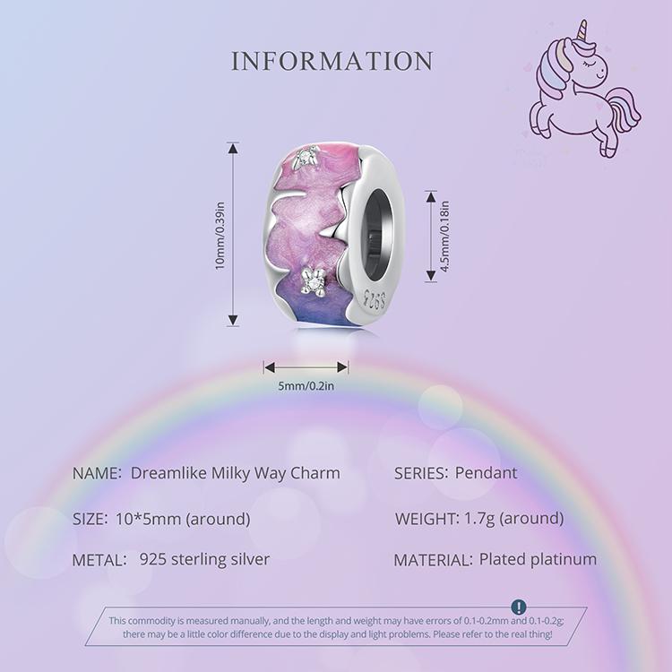 WOSTU Fantasy Series 925 Sterling Silber Einhorn-Charm, mystischer Herz-Anhänger, Planet, Regenbogen-Perlen, passend für Armbänder, Halsketten, DIY-Geschenk