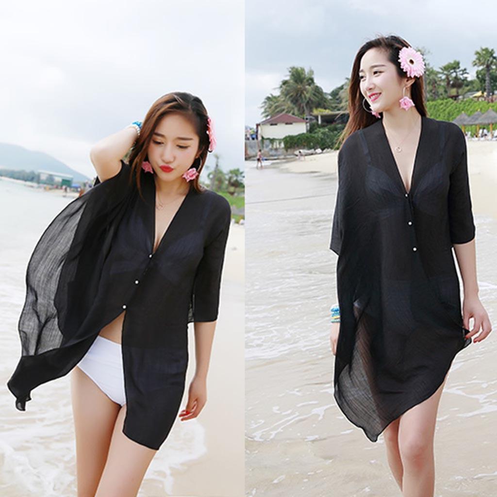 Dame Chiffon Beach Cover up Badedrakt Kimono Cardigan Shawl Beach Wrap Cover up