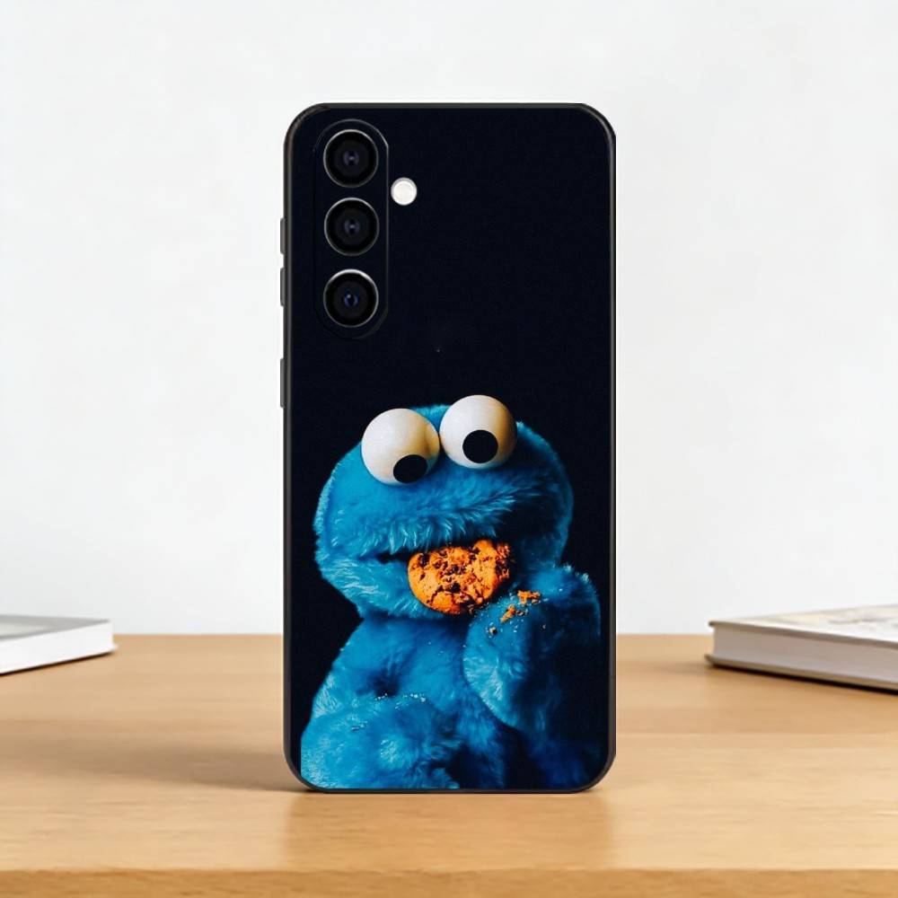Cookie Monster Funny Phone Case Black Silicone Soft For Samsung Galaxy A73,A72,A71,A70,A53,A52,A51