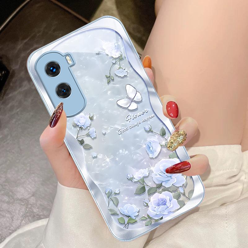 Butterfly Shell Pollen For Honor 200 90 8X 9X Pro Lite P50 P40 Nova 10 11i P60 Magic4 6 Mate 20 50 Tempered Glass Phone Case