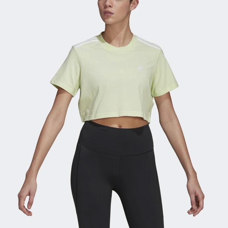 Adidas Logo Printed Casual Short Sleeve T-Shirt Women Tops Light-Green HG8481