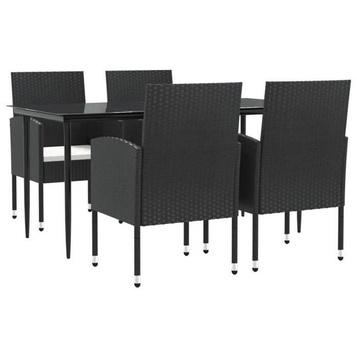 VidaXL Ensemble à Manger de Jardin 5 pcs, Chaises et Table à Dîner, Meubles de Terrasse Patio Extérieur, Moderne, Noir 3203308