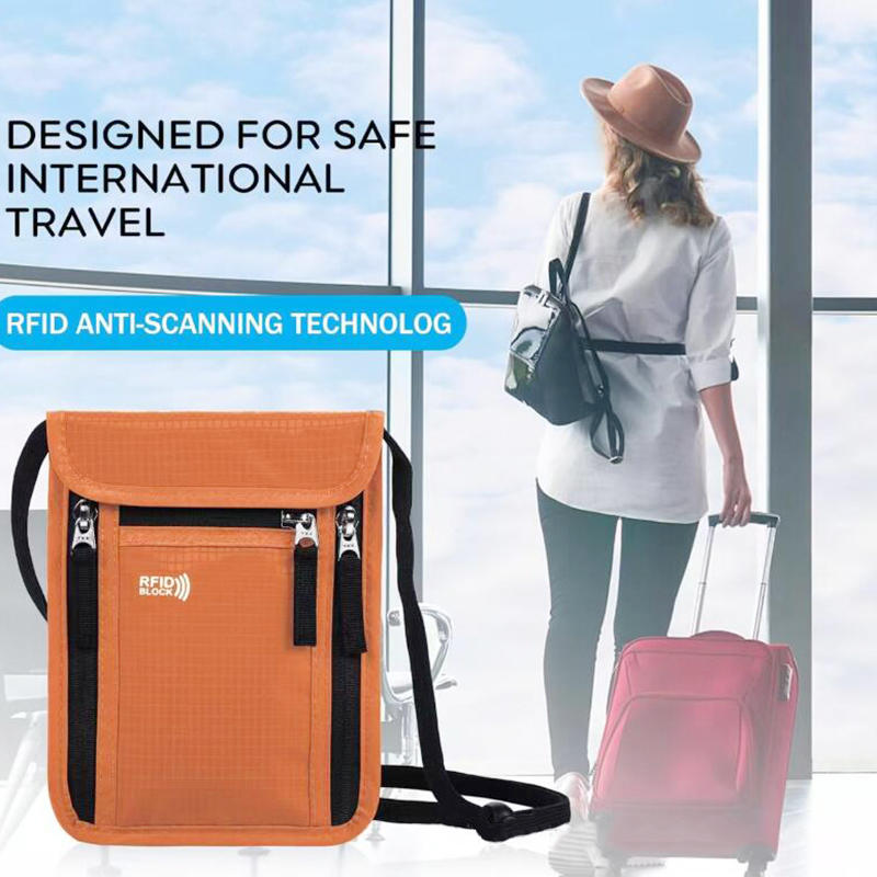 Multifunctional Passport Holder Neck Pouch for Women Men Lightweight Travel ID Card Holder Document Pouch Slim Crossbody Purse
