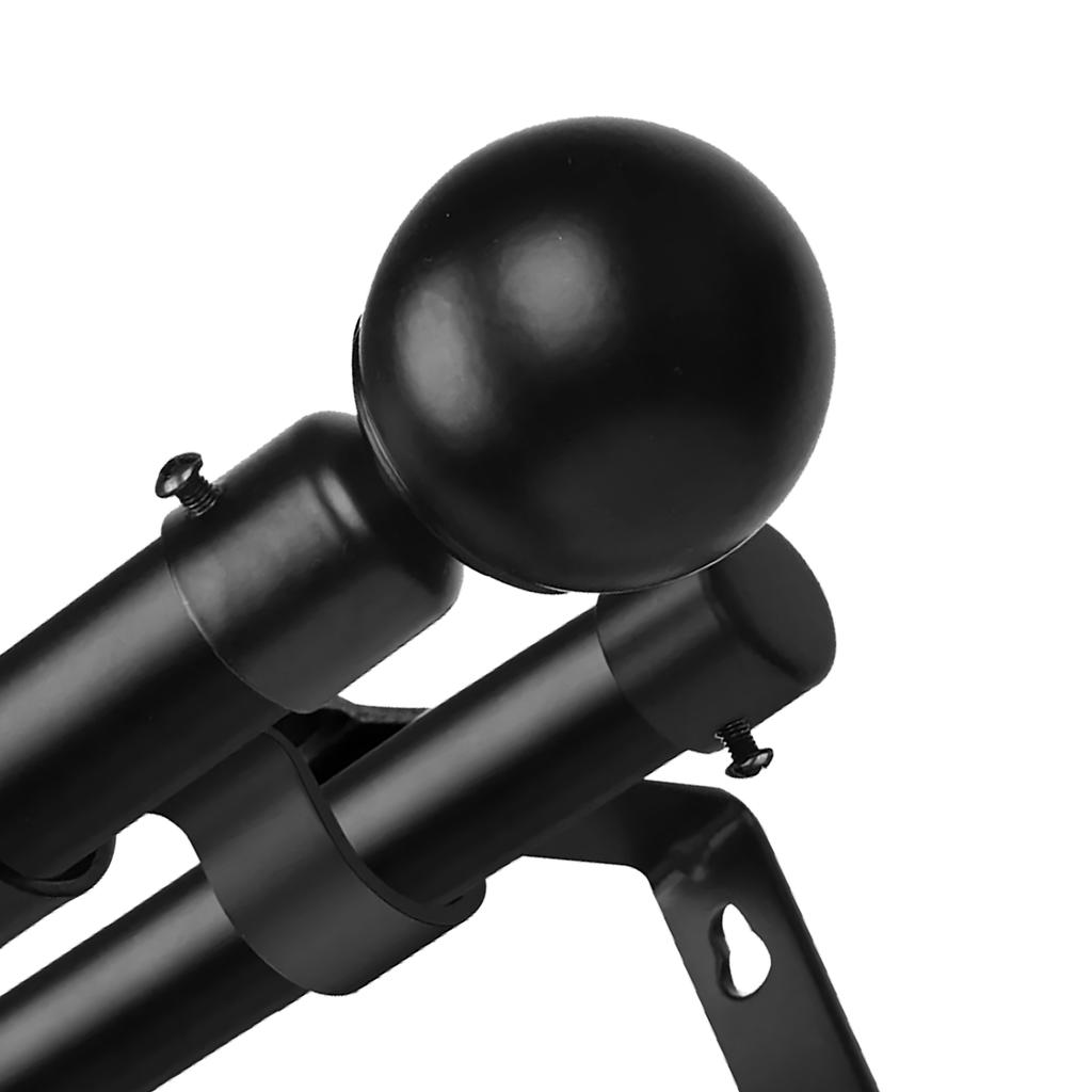 Doppelte Gardinenstange Modern Stabil Metall Kugelende Ausziehbar Doppelte Vorhangstange für Küche Schlafzimmer Fenster Büro Schwarz