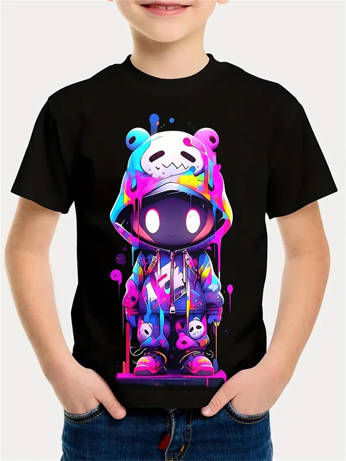2025 Kinderkleidung Kurzarm Cartoon-Print Grafik T-Shirts Lässig Rundhals Mädchen T-Shirt Mode Sommer Kinder T-Shirts 140