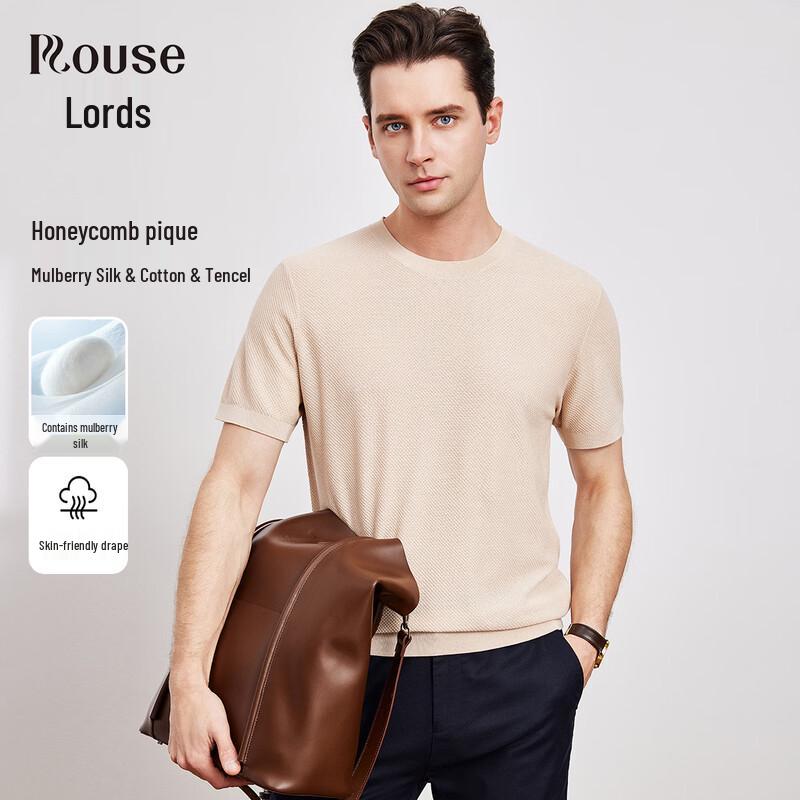 

Мужская рубашка с коротким рукавом из смесовой шелковой пике 52