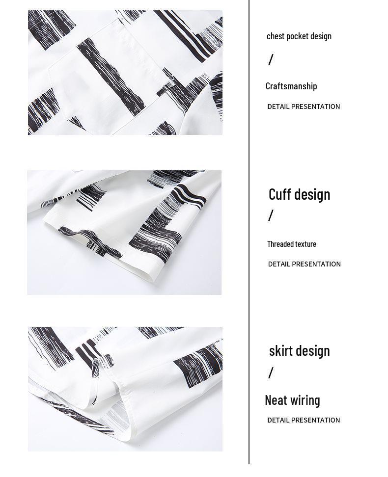 Summer Retro Trendy Breathable Non-Iron Couple's Shirt with Printed Lapel