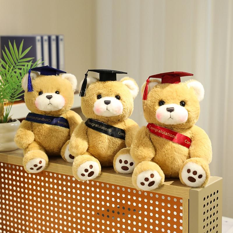 2025 Cute New 25cm Cartoon Doctor Bear Plush Doll Doctor Cap Bow Tie Graduation Bear Animal Stuffed Home Decor For Students Gift
