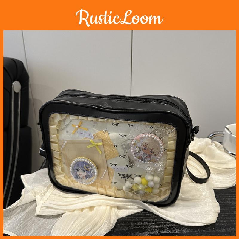 Color Solid Large Capacity Women Shoulder Bag With Compartment Transparent