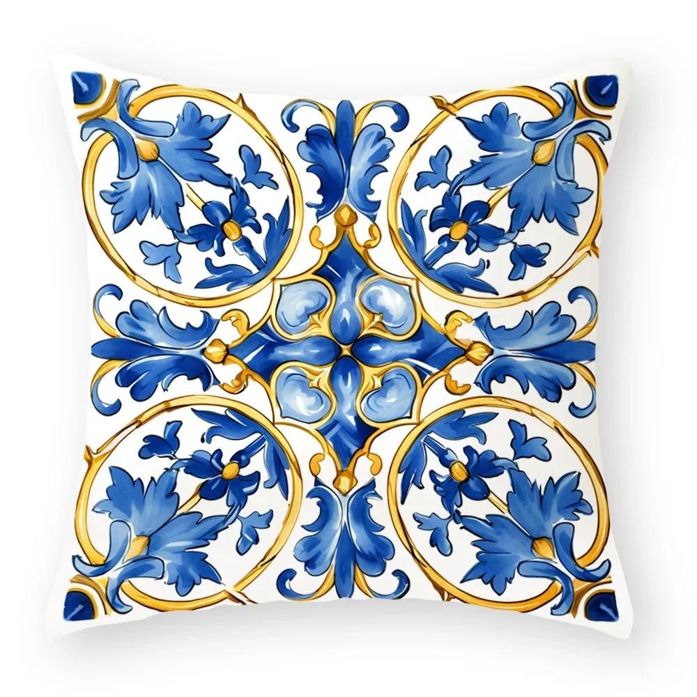 Office Sofa Car Cushion Cover Plant Flower Cat Pattern Luxury Home Decor Pillow Cover