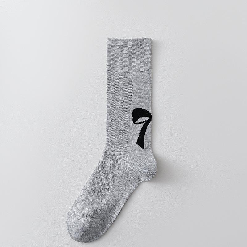 

Женские носки до середины икры, однотонные, дышащие, сетчатые, черно-белые, универсальные, с бантом, летние тонкие носки до середины икры 1 pair