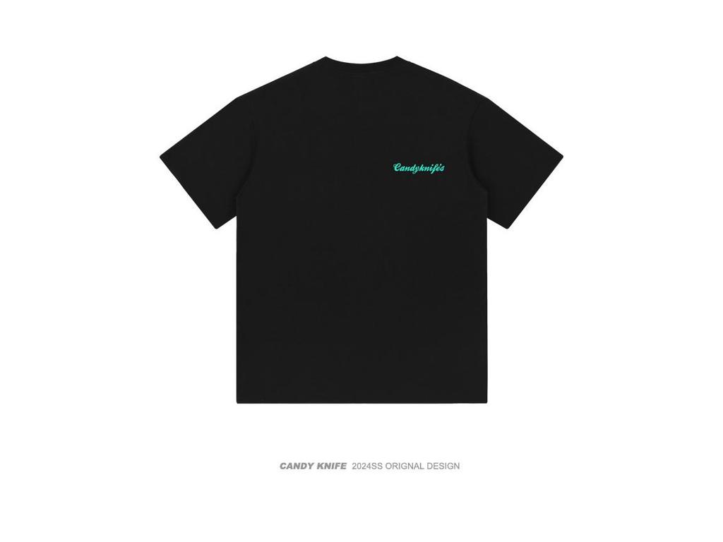 2024 Men's & Women's American Style Pure Cotton Heavyweight Black T-Shirt - Trendy, Loose & Rebellious