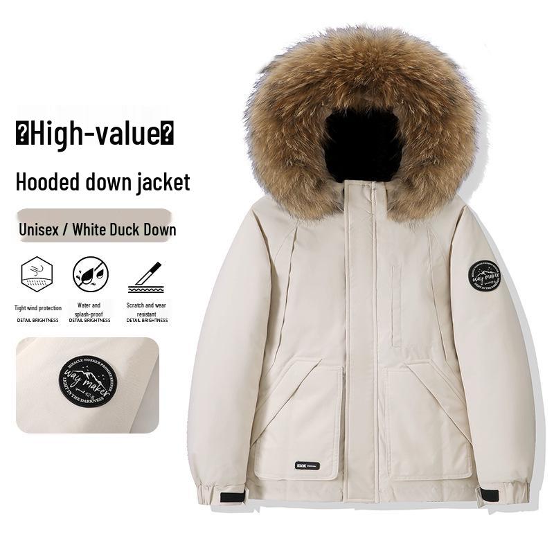 Trendige Winter-Daunenjacke mit Pelzkapuze - Verdickter Skianzug für Damen & Herren