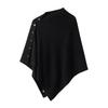 AOSSVIAO 2026 New Autumn Winter Women Pure Cashmere Shawl Solid Color Warm Side Button Knit Cape Poncho Outerwear