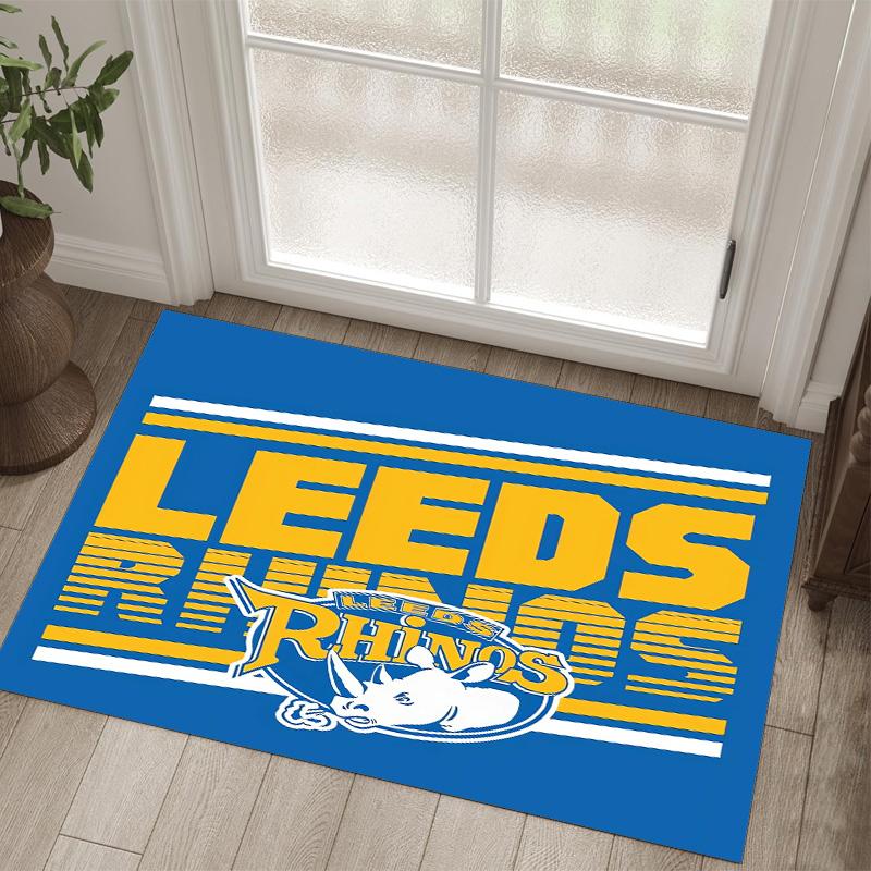 Leeds Rhinos Design Crystal Velvet Carpet Cozy Non?Slip Printed Rug For Bedroom Living Room Entrance