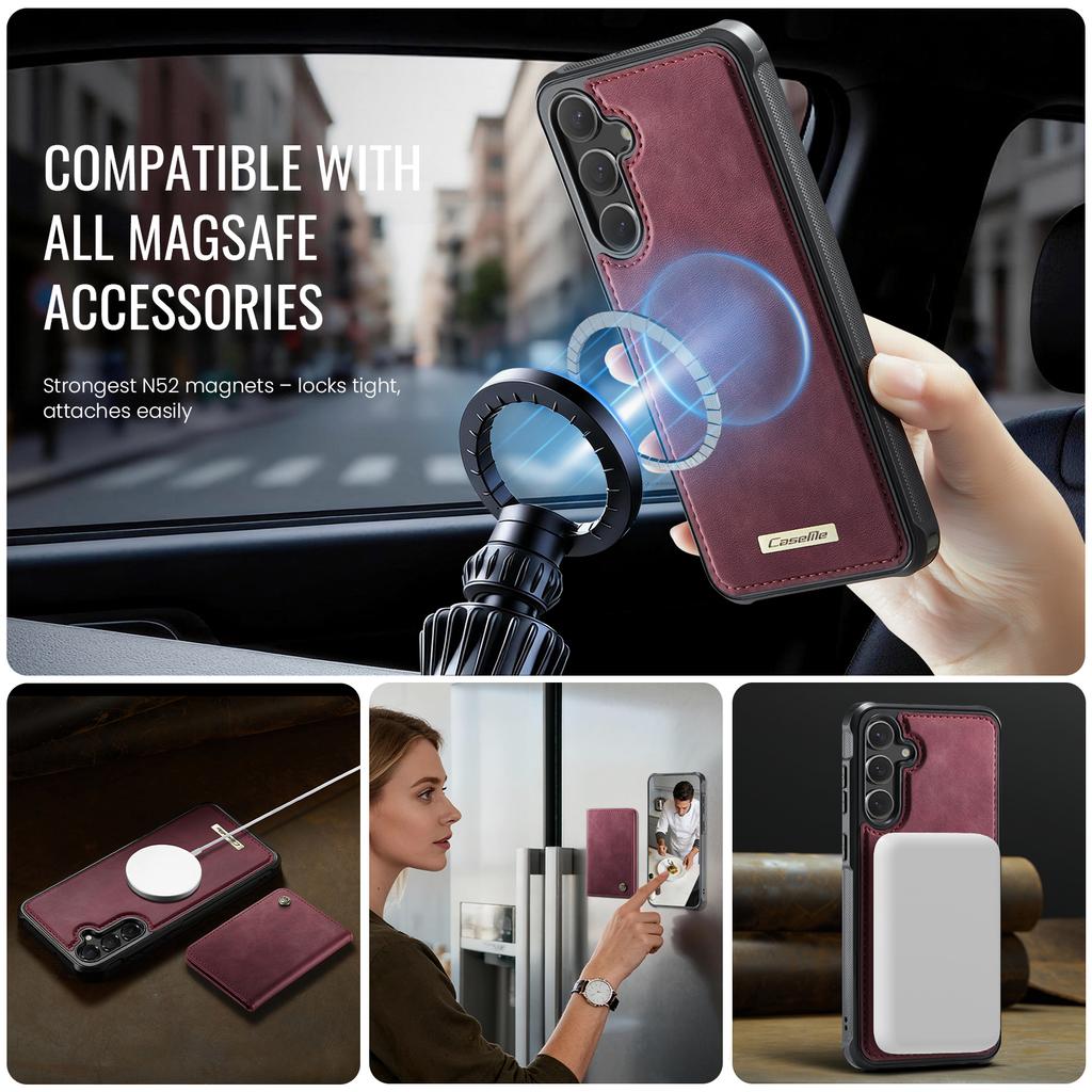 For Samsung Galaxy S23 FE Magnetic Case CASEME ME80 Series Leather PC TPU Phone Cover with Detachable Wallet