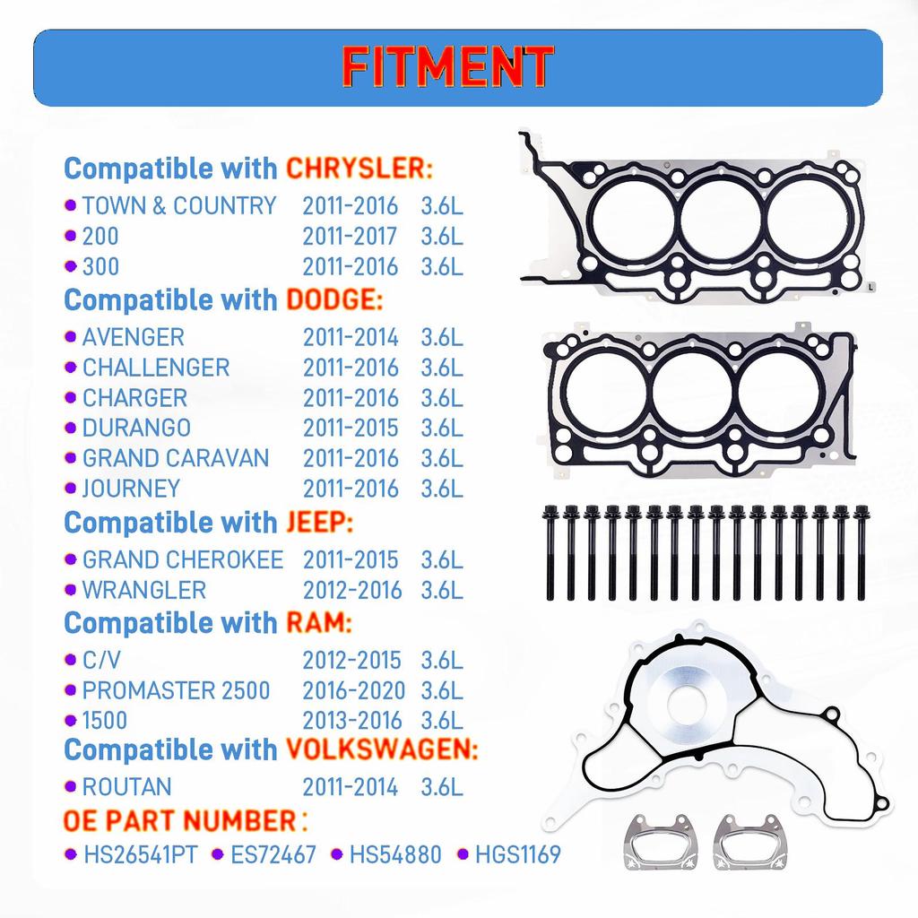 Head Gasket Set HS13611 for Jeep Wrangler 2012-2016 Vehicle Automobiles