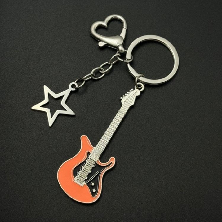 Fashion Star Guitar Keychain Decorations Simple Car Keyring Hanging Ornament