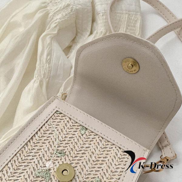 Tobit Embroidered Flower Bag Structured Bag Envelope Bag Mini Bag Auxiliary Bag Rattan Bag Crossbody Women's Bag (2 Colors)