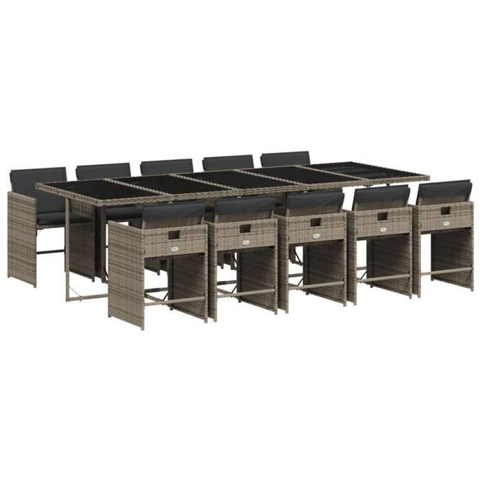VidaXL Ensemble à manger de jardin 11pcs avec coussins gris poly rotin 3277879