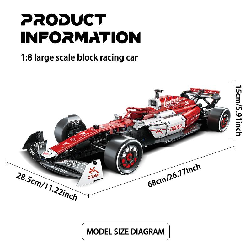 TOYLINX 1768-Pieces DIY Racing Car Building Block Model Set Made of High-Quality ABS Suitable for Valentine's Day/Birthday Gifts