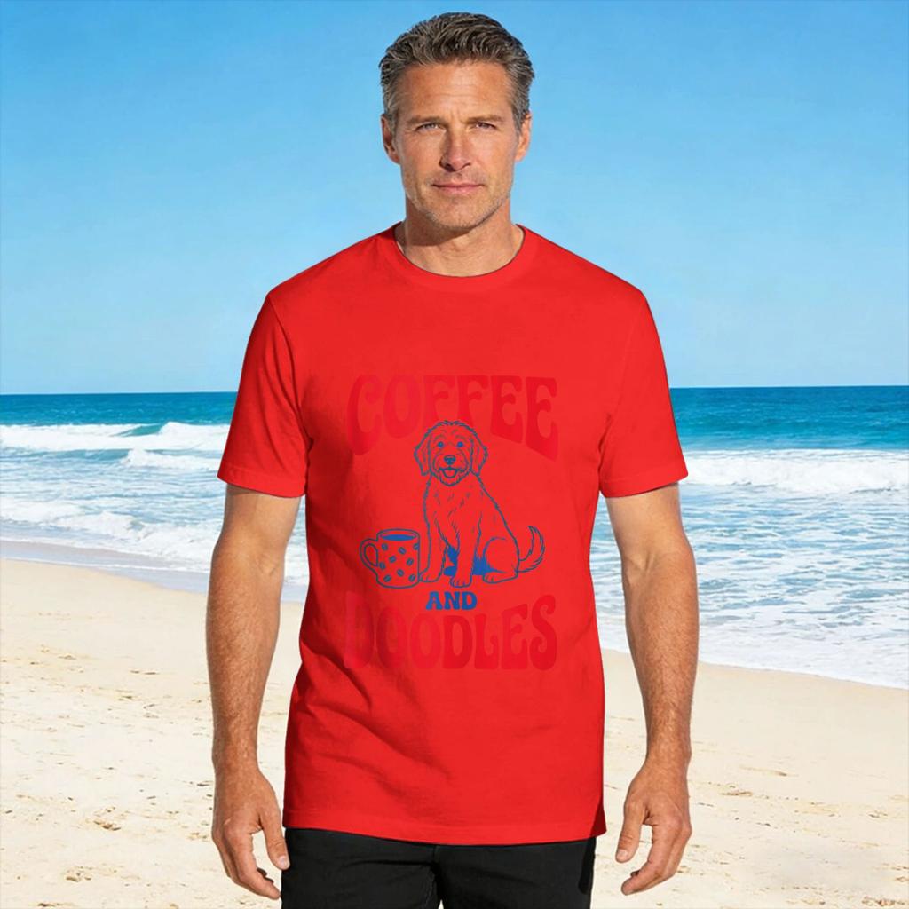 Coffee Doodles Retro Dog Lover Graphic T Shirt Hipster T Shirts Short Sleeve Y2k Fun Tops Beach Cotton Oversize Tees
