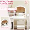 Children's Dressing Table with Stool and LED Mirror, for Ages 3-8, 88.6 x 38.8 x 96.9 cm, White
