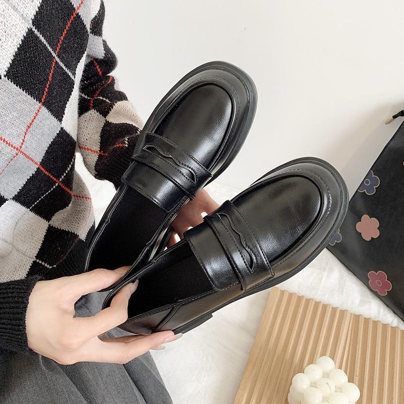 Maogu Women Leather Shoes Girls Japanese School Shoe College Gothic High Quality Loafers for Women Black 2024 Zapatos De Mujer